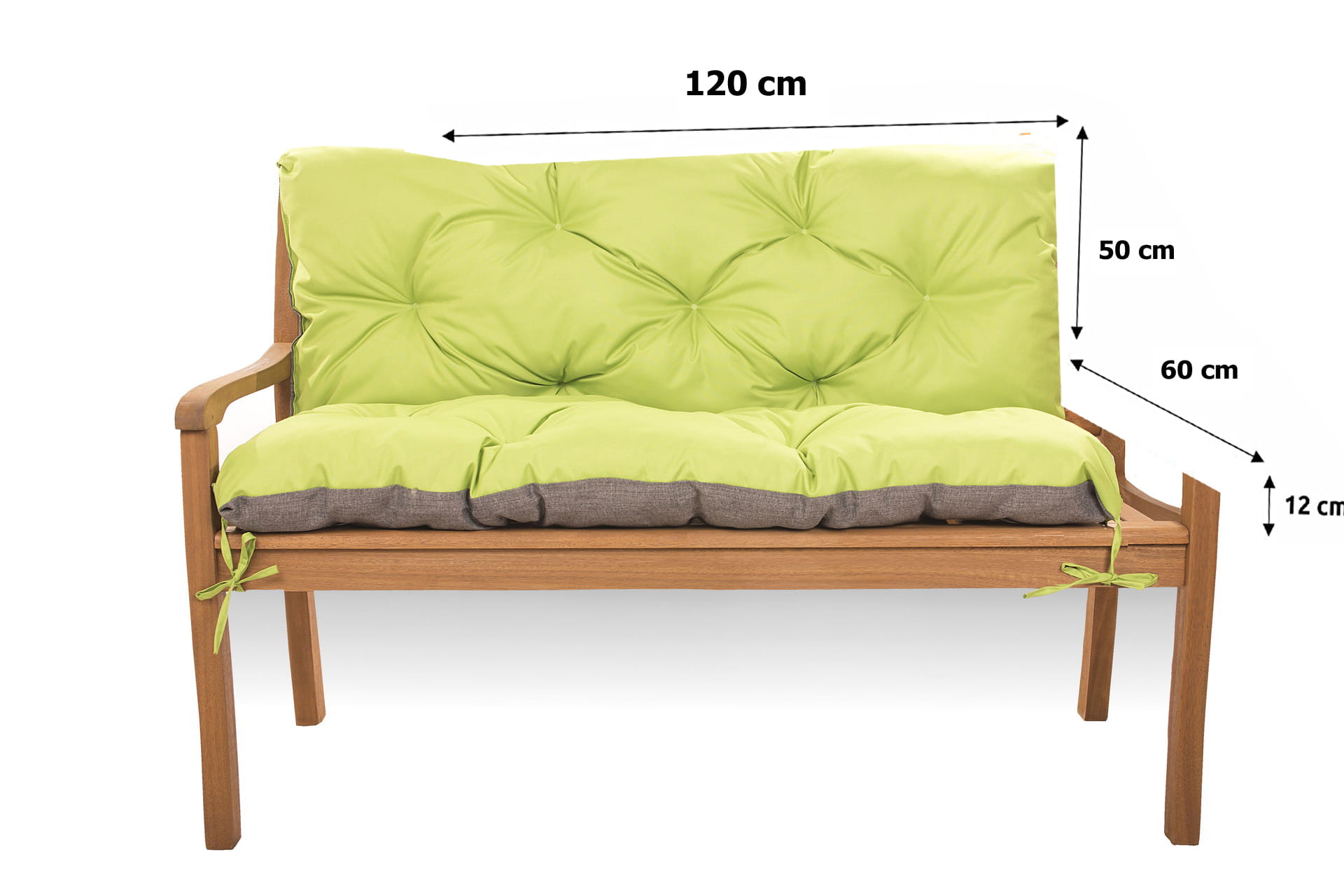 Coussin pour banc de jardin 120x60x50cm, coussin de jardin Citron vert, coussin de banc extérieur, coussin de banc de jardin, coussin de balançoire - 2