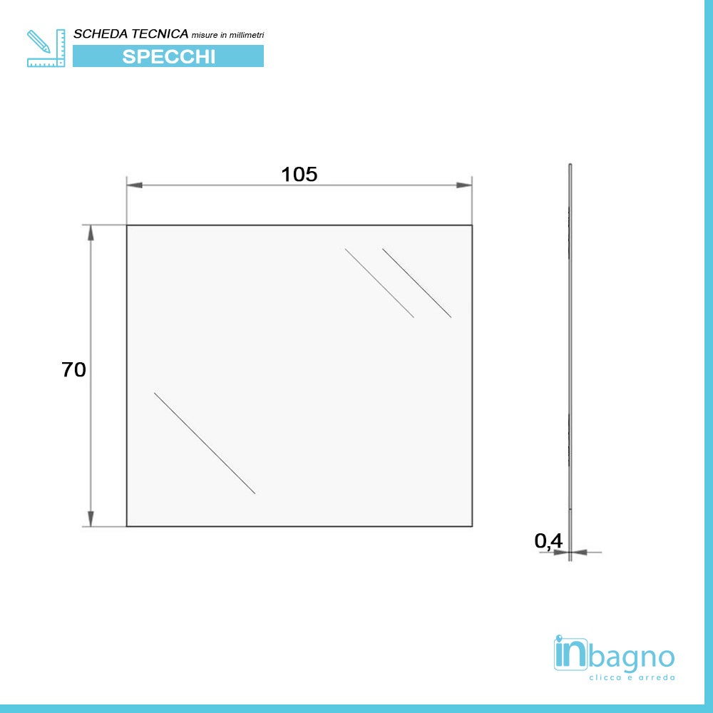 Specchio filo lucido 70x105 cm con installazione reversibile - 3