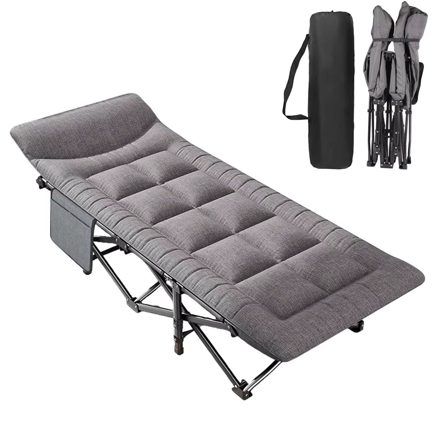 Qwinern  Cama De Camping Plegable, Silla De Pesca, Con Bolsa De Almacenamiento, Cama De Siesta De Oficina, Adecuada Para Viajes De Campamento. , Leroy Merlin