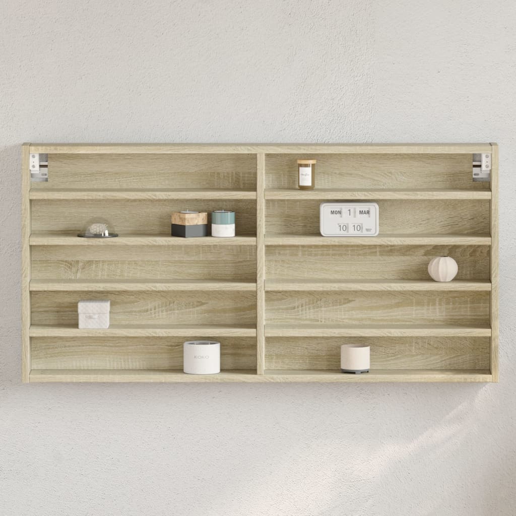 Armoire Murale Vitrée VidaXL - Contreplaqué Marron, étagères, Porte Coulissante, 60x54 Cm, Pour Collections