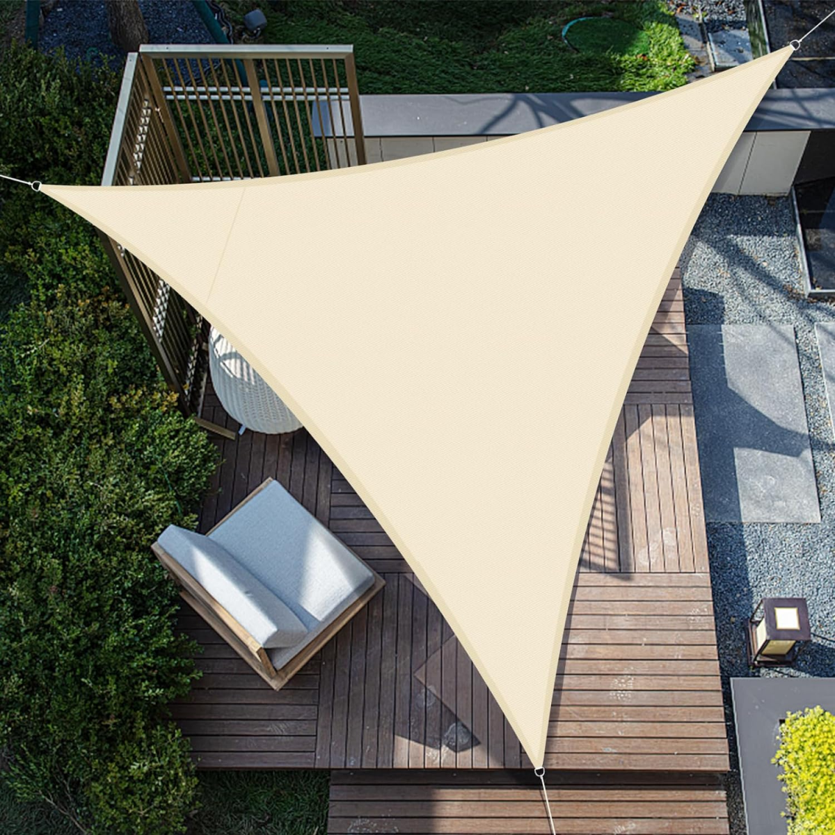 Velă de umbrire triunghiulară 3x3x3m, impermeabilă, cu protecție UV, pentru terasă, grădină, terasă, exterior, balcon, bej
