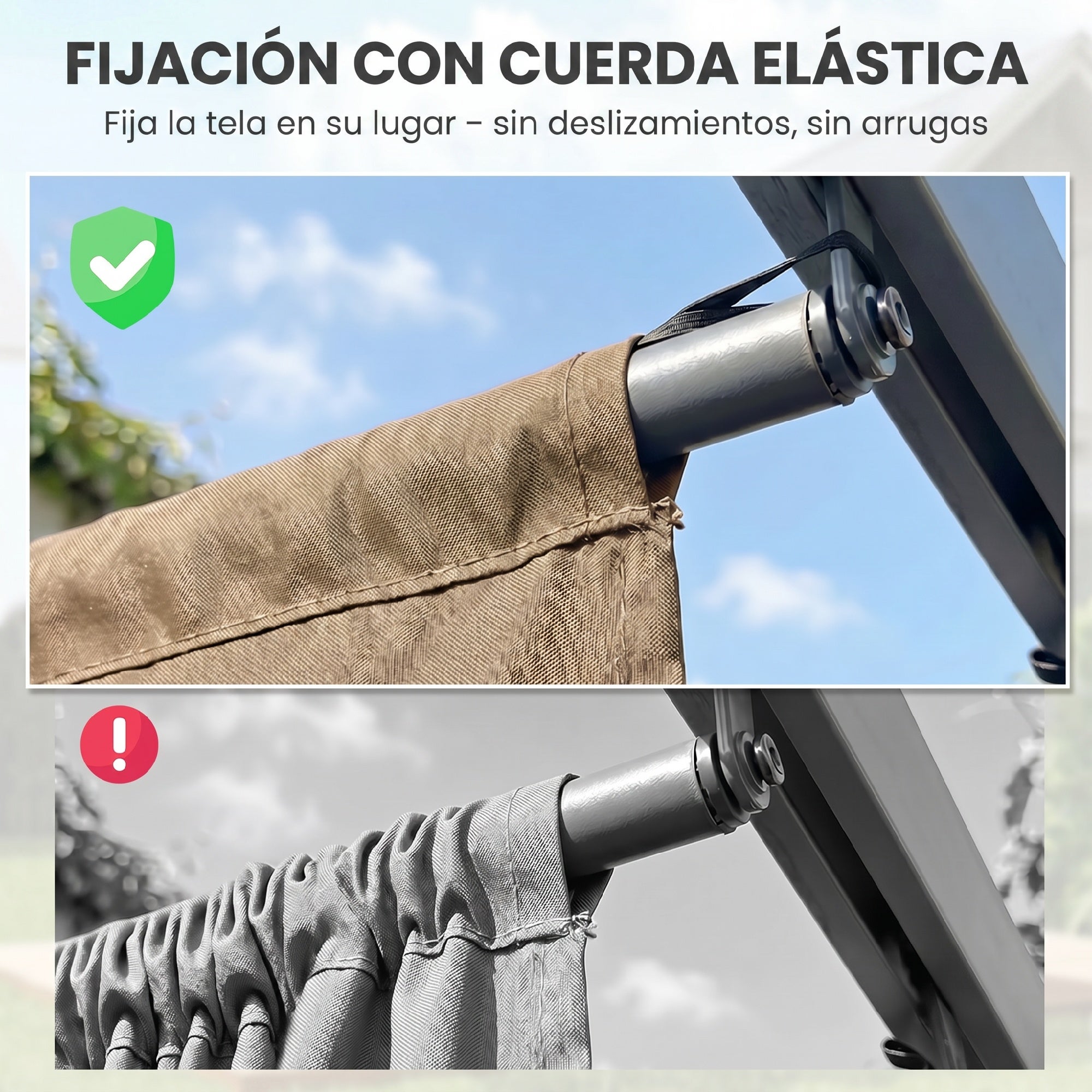 Techo de Pérgola Outsunny Poliéster Pardo 250x255x6 cm - 7