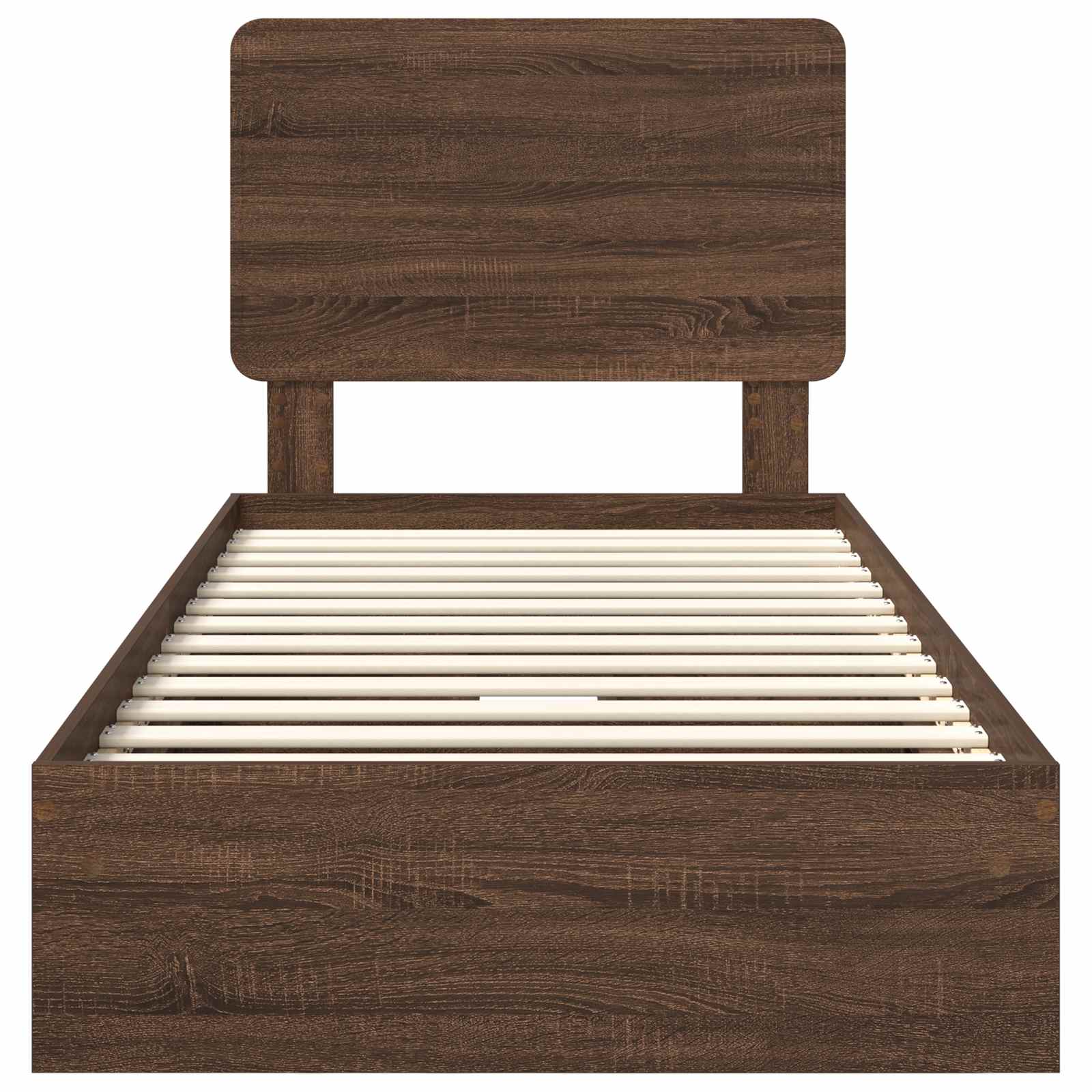 Lit coffre chêne brun 75 x 190 cm panneau de bois - 8