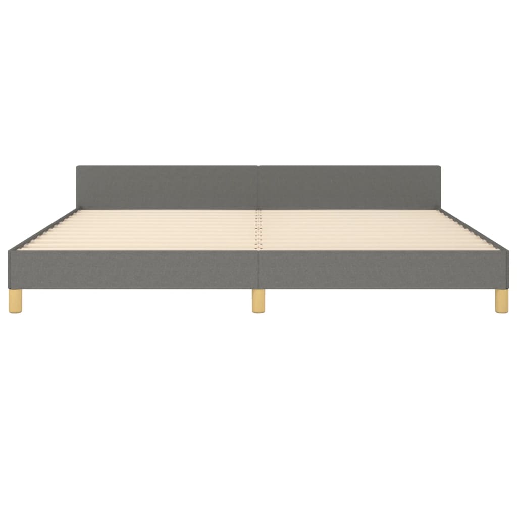 Cadre de lit sans matelas gris foncé 200 x 200 cm tissu - 6