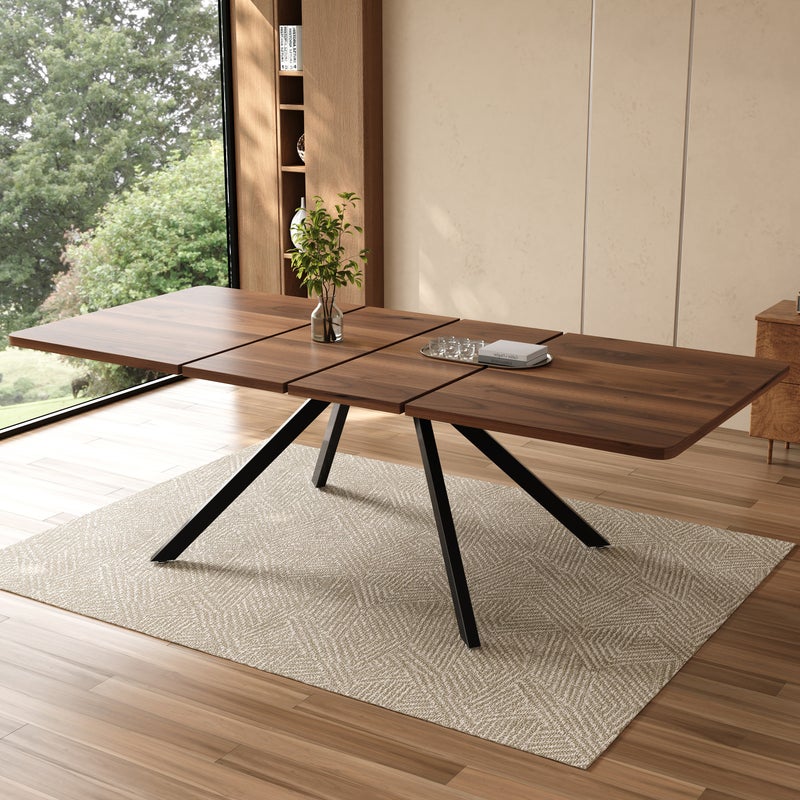 Rozkładany prostokątny stół jadalny na 6-10 osób - 160/200/240 x 90 x 74,5 cm - MDF - do jadalni lub kuchni - orzech