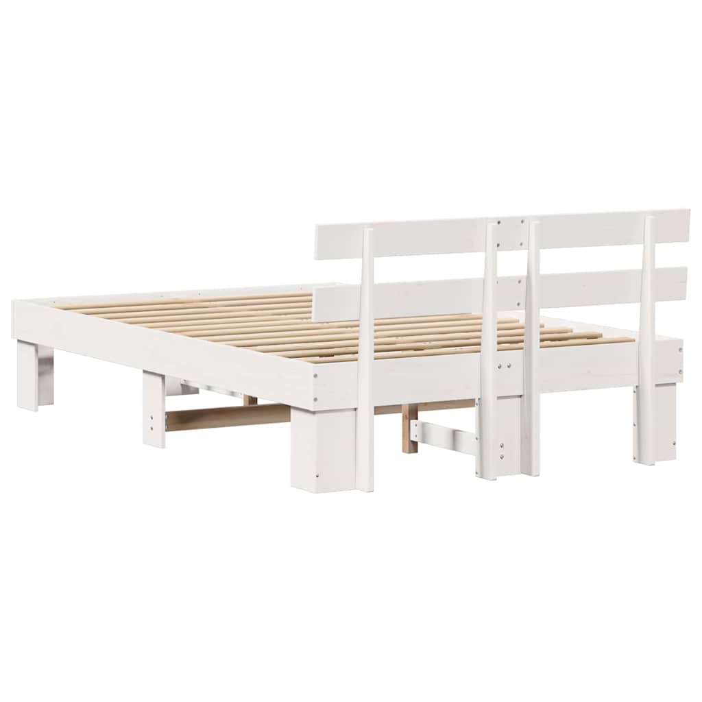 Cadre de lit avec tête de lit blanc 120 x 190 cm en pin massif - 7