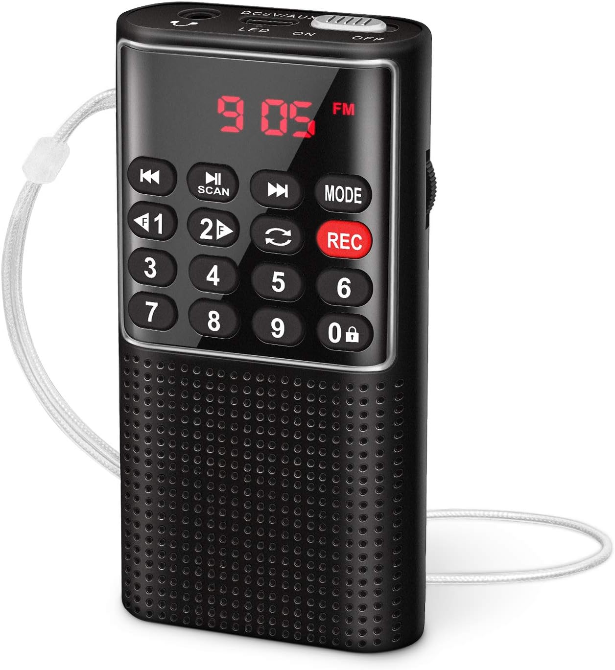 Przenośne radio, małe przenośne radio z możliwością ładowania i funkcją nagrywania, przenośne radio FM obsługuje MP3/TF/AUX/USB-C (czarne)