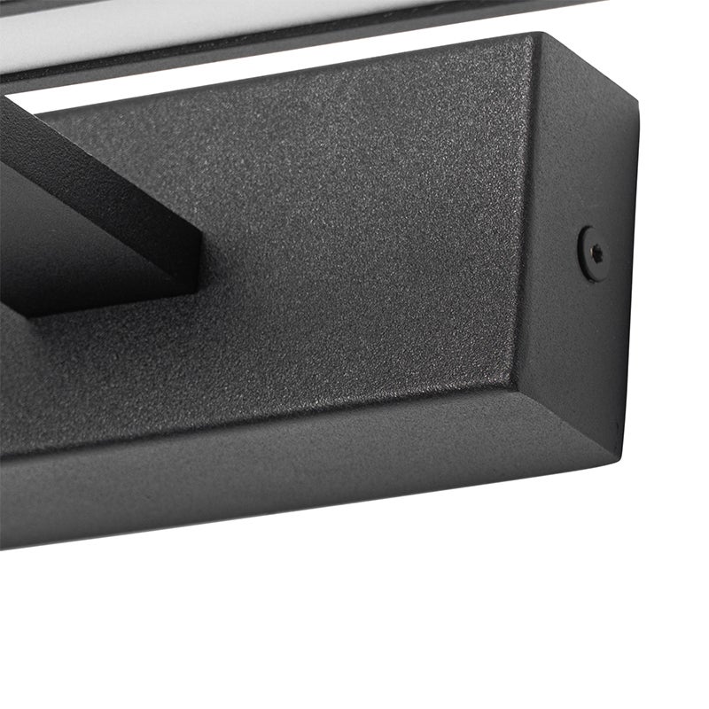 Qazqa moderne applique murale - Jerre - noir, led intégrée 22w incluse, Integrated led, 2700k, blanc chaud, 41.5cm, IP44, idéal - 5