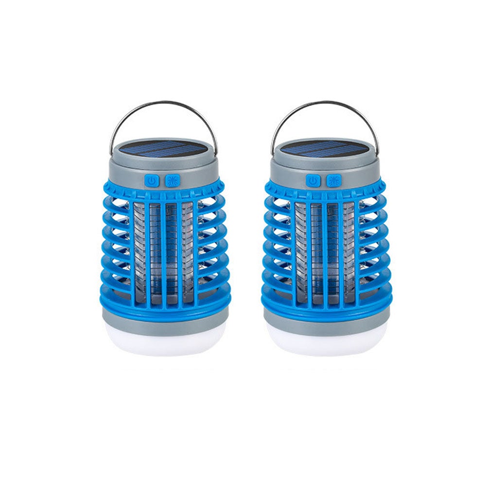 2 sztuki Solar Mosquito Killer Lamp USB Wodoodporna Latarka Na Owady Muchy Niebieski