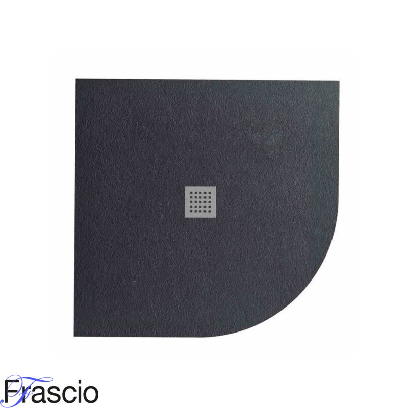 PółokrągłyBrodzik Vulcano Line Slim Black 100x100 cm z żywicy syntetycznej i marmurowego proszku z wolnym odpływem - FRASCIO