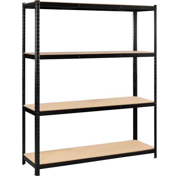 Scaffale Portacarico 500 Kg Relaxdays – 5 Ripiani In Acciaio E MDF, 180x60x30 Cm, Nero, Per Garage E Cantina