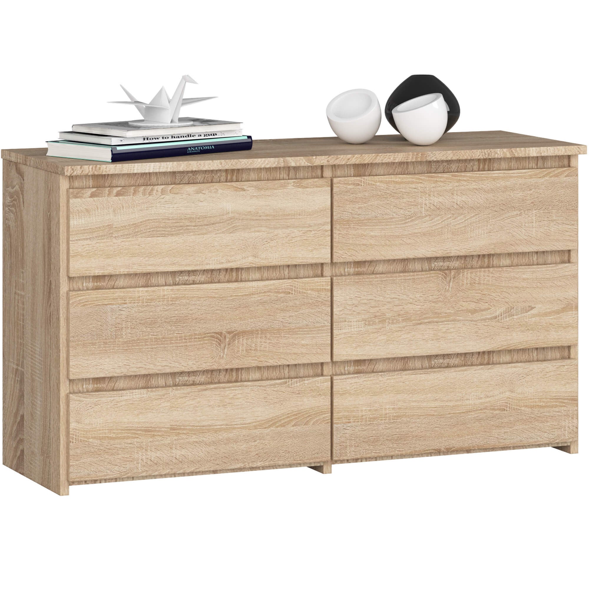 Komoda AKORD CL100 Dąb Sonoma 100 cm 6 szuflad kolor Dąb Sonoma mat 100x35x57 cm