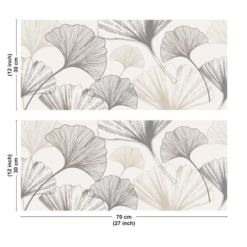 Crédence de salle de bain en PVC floral marron 140x30 cm (en 2 bandeaux) - Gingko - 3