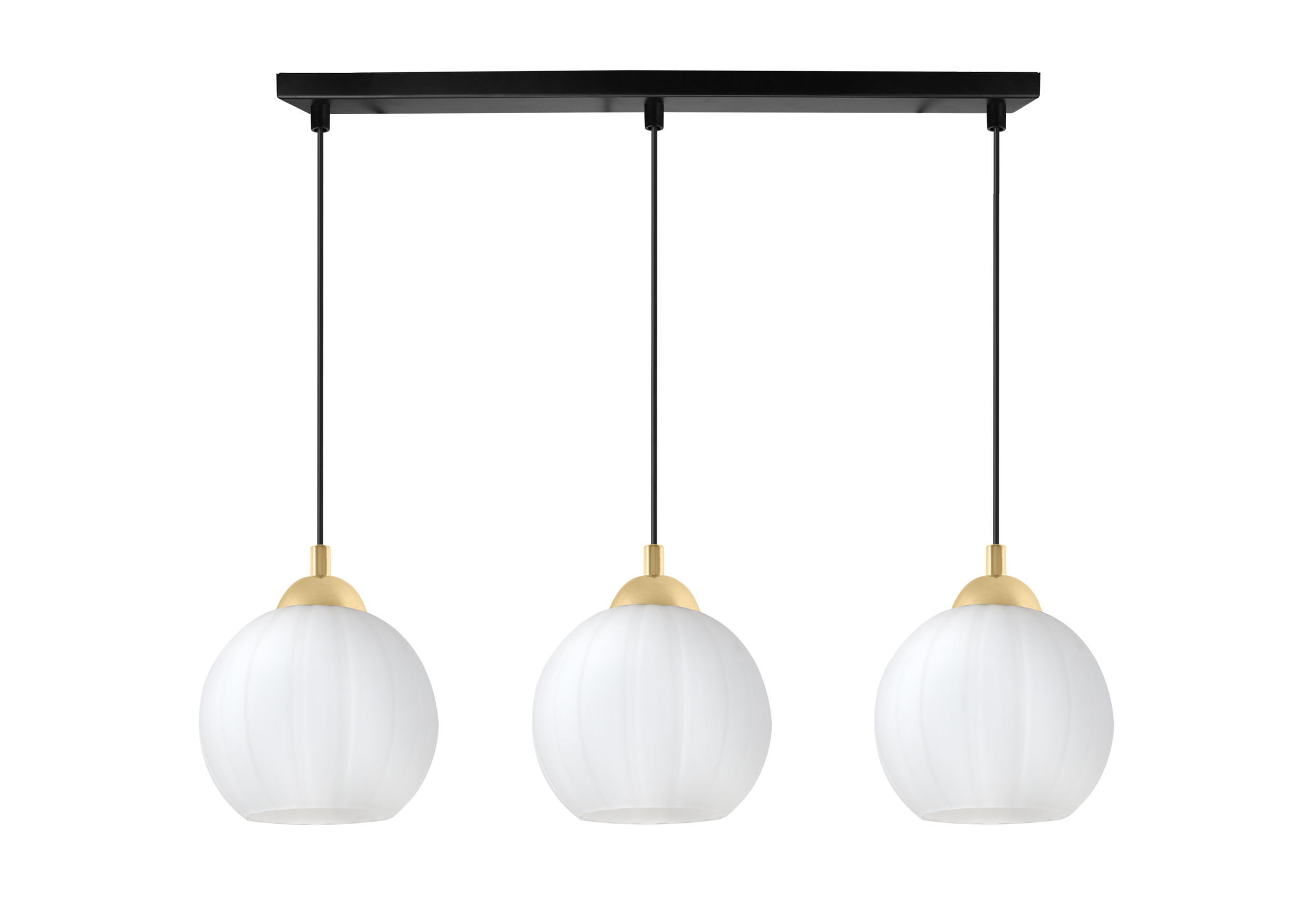 Lampa sufitowa wisząca pozioma Riffle loft 3xE27 klosz kula biała/złota Light Home LH