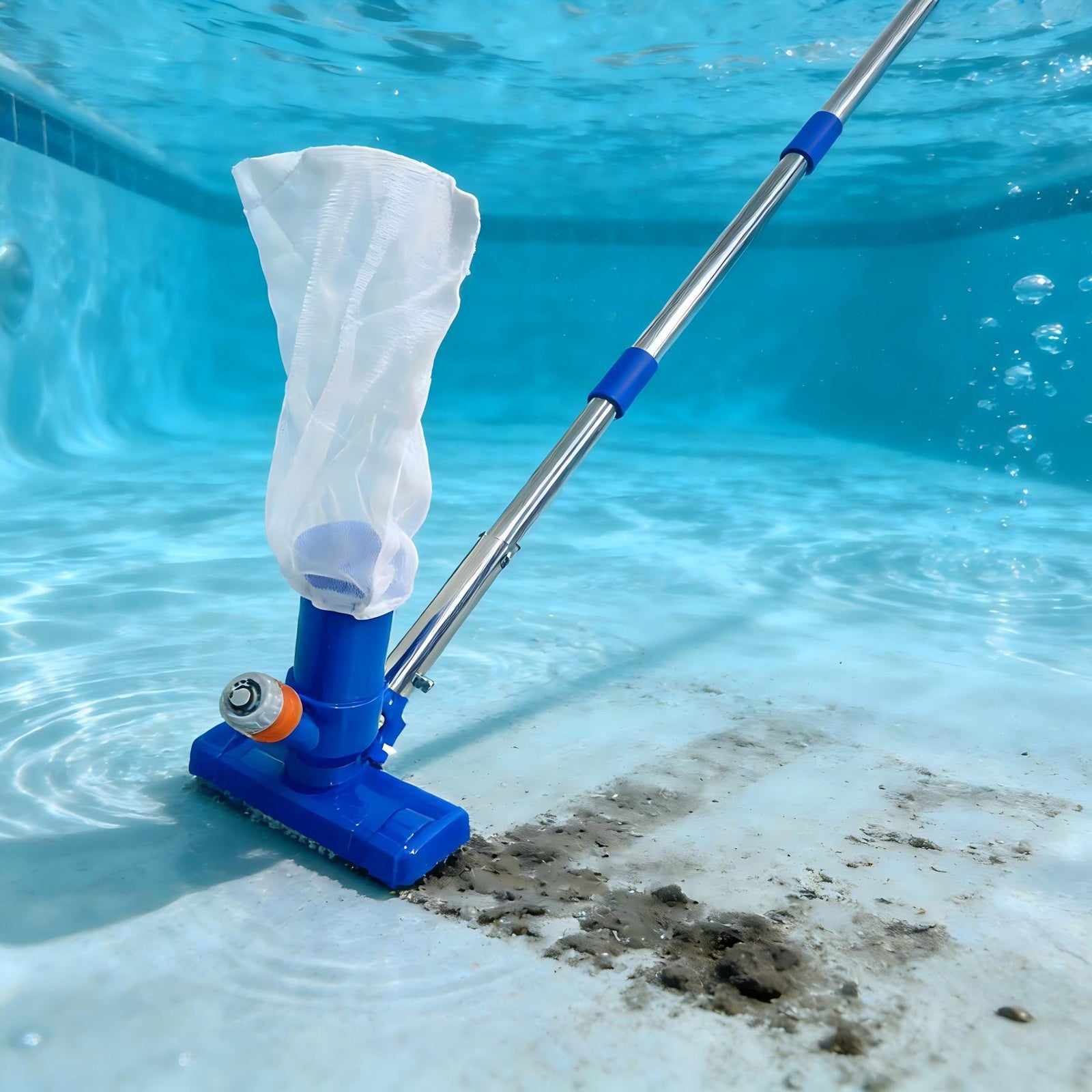Aspirateur piscine manuel perche télescopique aluminium brosse raccord tuyau sac filtre nettoyage fond piscine hors sol spa-bassin. - 7