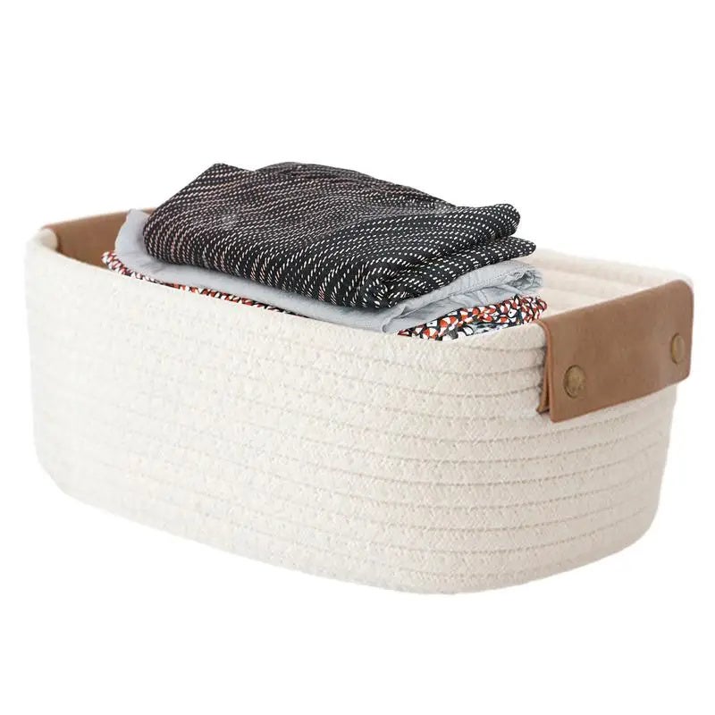 Kit 2 Cestas Armazenamento Com Tampas - Corda De Algodão | Organização Casa Decorativa