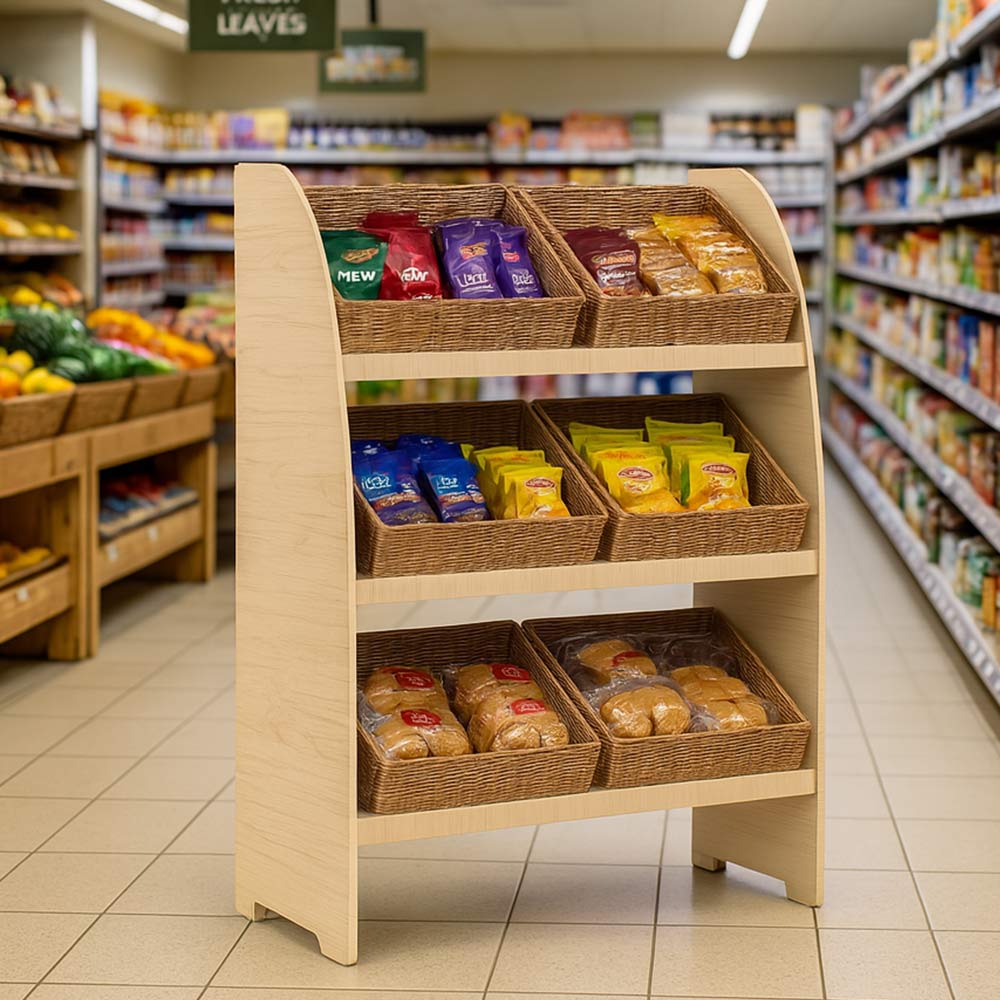 Cesta expositora de pan de mimbre rectangular 49 x 33 h 21 cm - 7