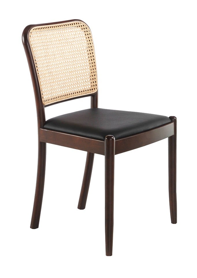 Silla de ratán emile de piel sintética negra y madera de fresno - juego de 2-color aqua 28 malva