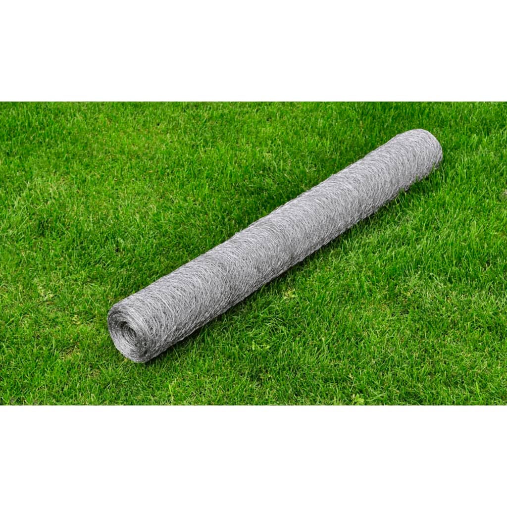 Ogrodzenie z siatki, stal galwanizowana, 25x1 m, srebrne vidaXL
