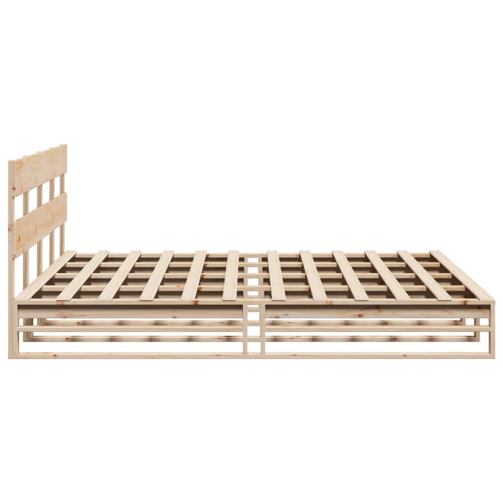 Cadre de lit sans matelas en bois massif de pin pour la chambre, 200 × 200 cm - 7