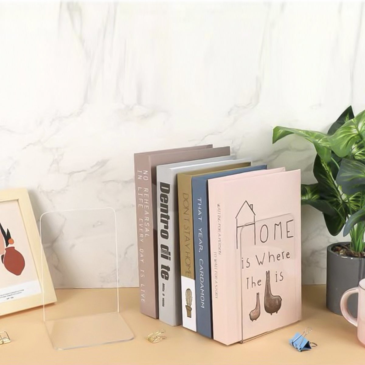 Serre-livres en acrylique transparent et réutilisable, paquet de 4 Transparent - 7
