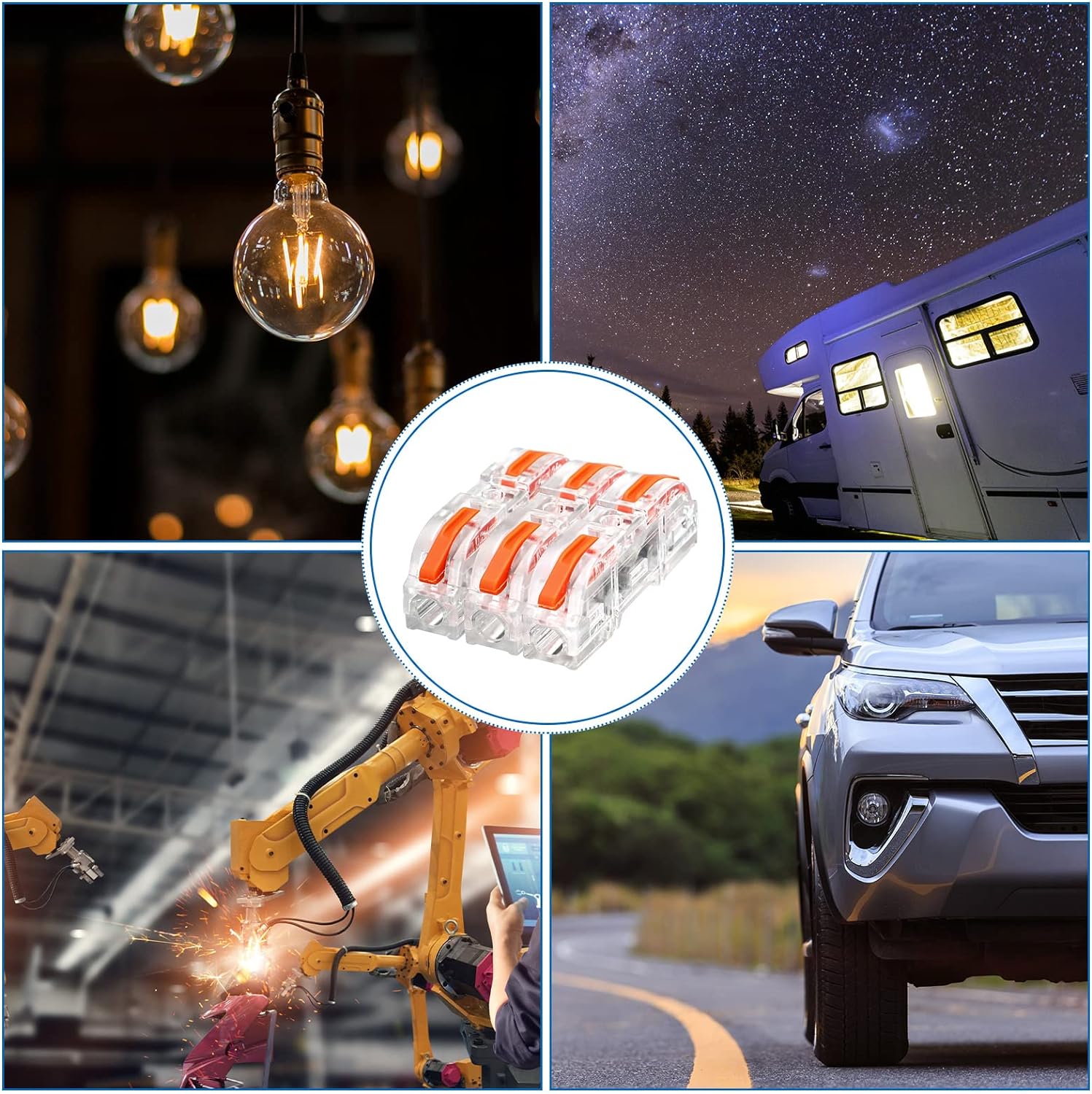 Connecteur de fil à levier 20 pcs pour une connexion rapide de connecteur de fil en ligne 1 à 1 28-12 AWG,borne isolée électrique à épissure compacte - 8