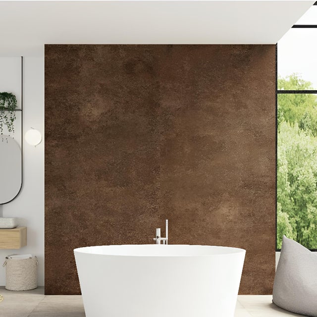 Panneau mural salle de bain hydrofuge multicouche PVC/ALU/PVC KINEDO Kinéwall Design épaisseur 3 mm 100x202 acier corten