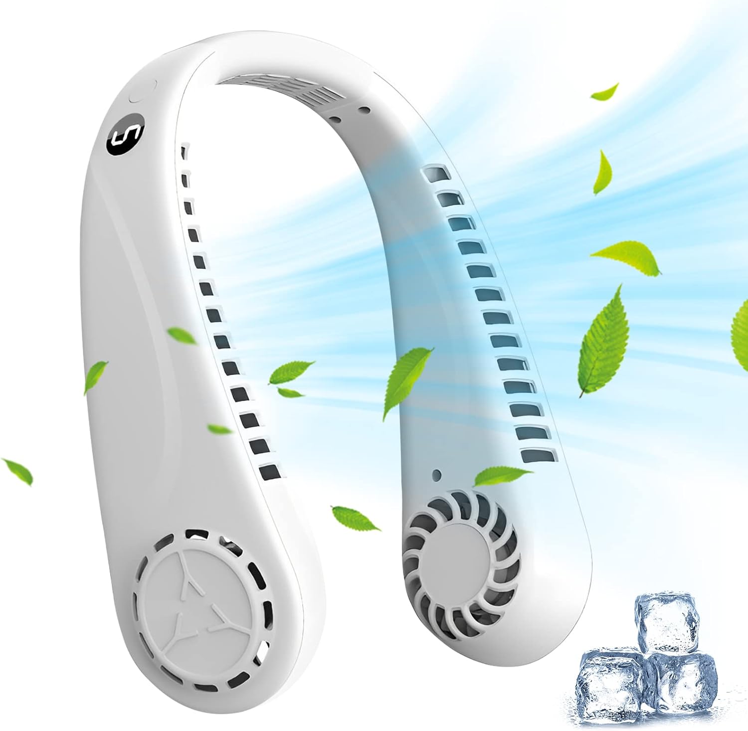 Mini Ventilateur USB Rechargeable Vert - 5 Vitesses, Batterie 2500mAh, Affichage Numérique
