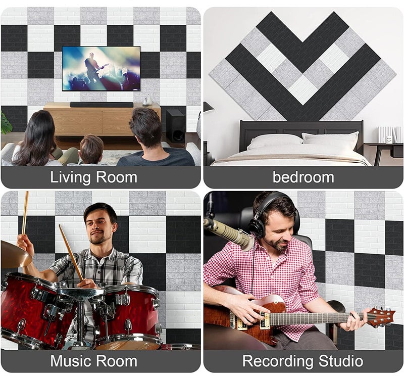 12 samoprzylepnych paneli akustycznych, z włókna poliestrowego o wysokiej gęstości, 30x30 cm, czarne - 5
