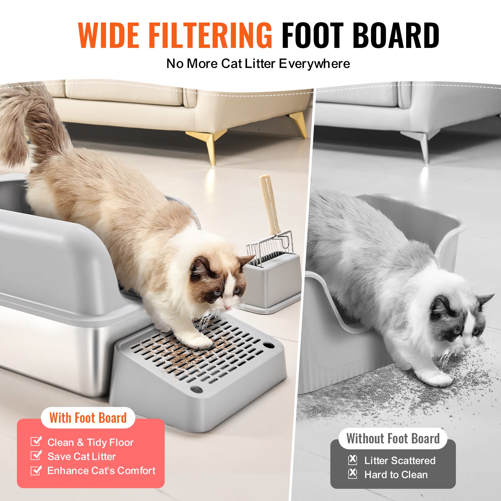 Boîte à air pour chat,VEVOR profondeur 152,4 mm,en acier inoxydable,avec détergent,filtre,hauteur horizontale,sans odeur,facile à neter - 4