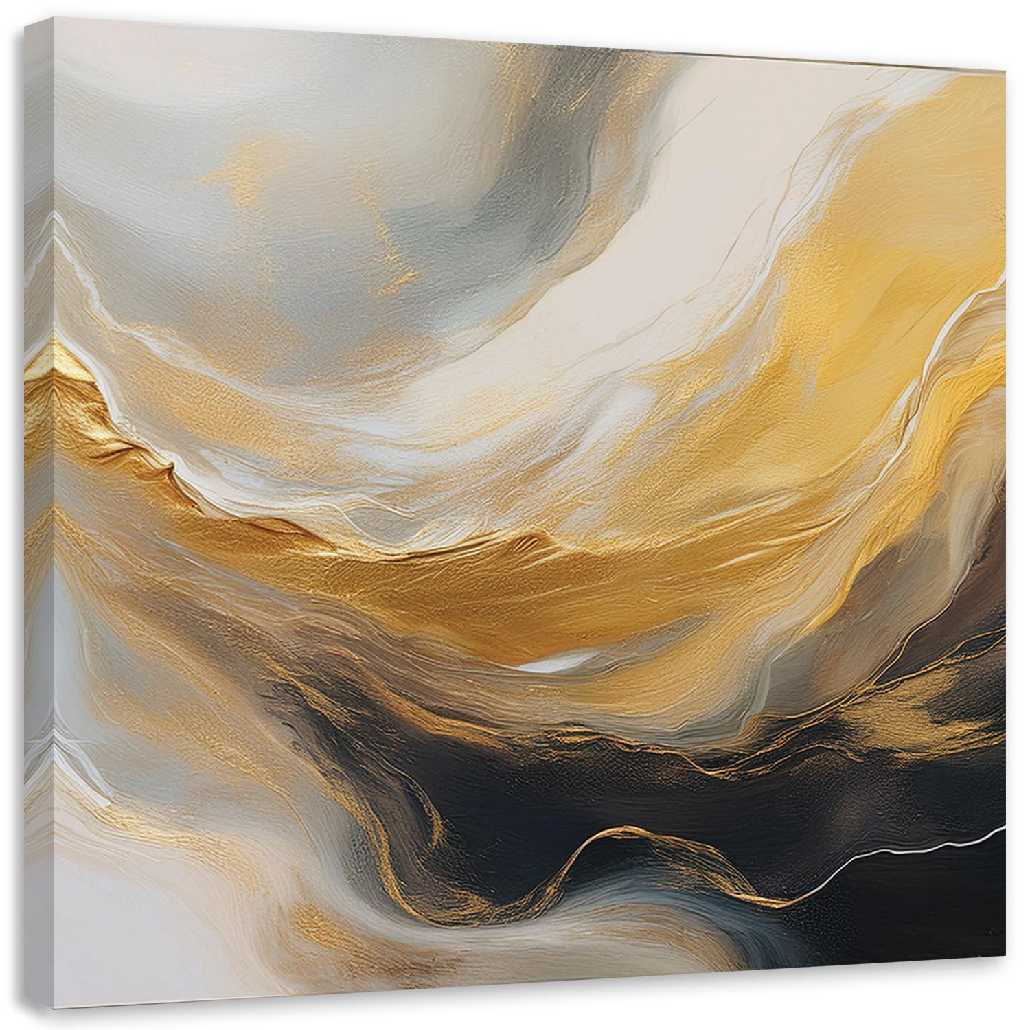 Obraz na płótnie, Abstrakcja Marmur Tekstura Złoto Szary 40x40