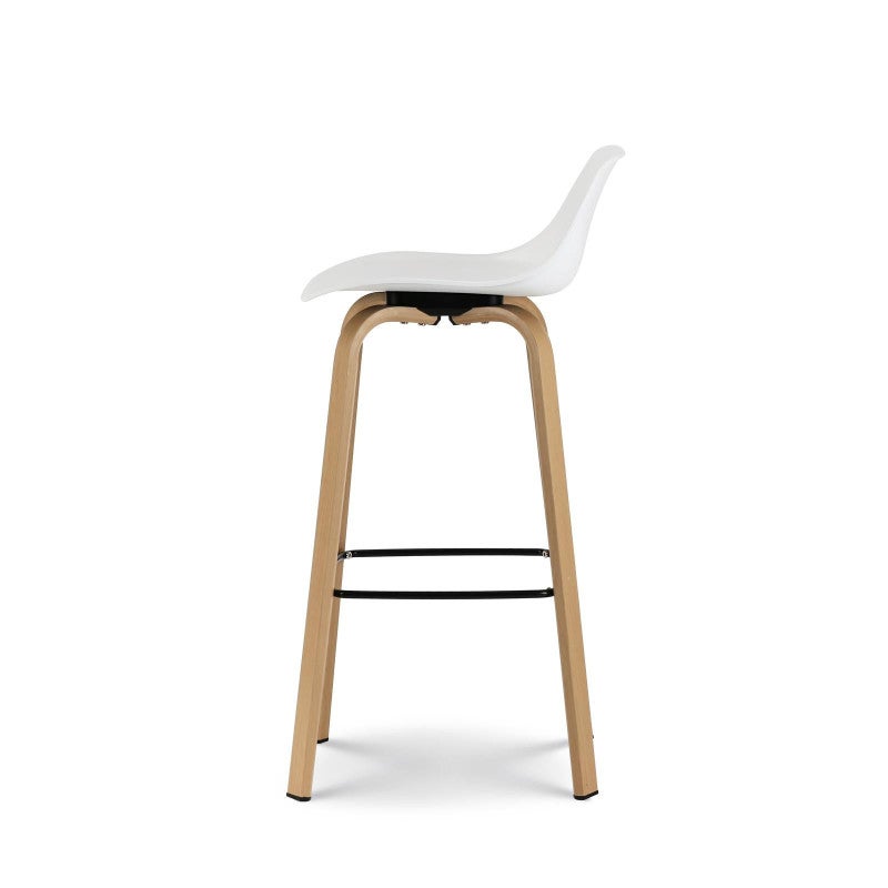 Conjunto de 2 taburetes de bar blancos de estilo escandinavo con patas de metal efecto madera - Altura 66cm - 7
