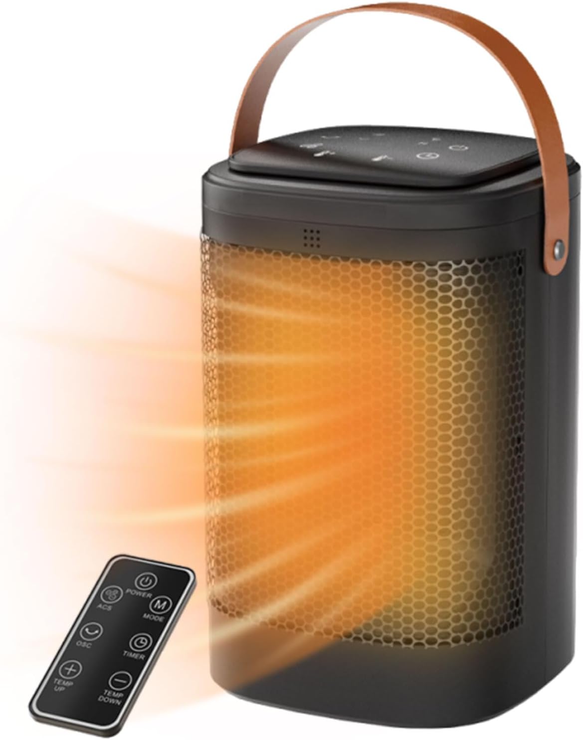 Ogrzewacz pomocniczy, 1500 W, ceramiczny PTC, z pilotem, timerem, zabezpieczeniem przed przegrzaniem, odpowiedni do domu, biura i sypialni.