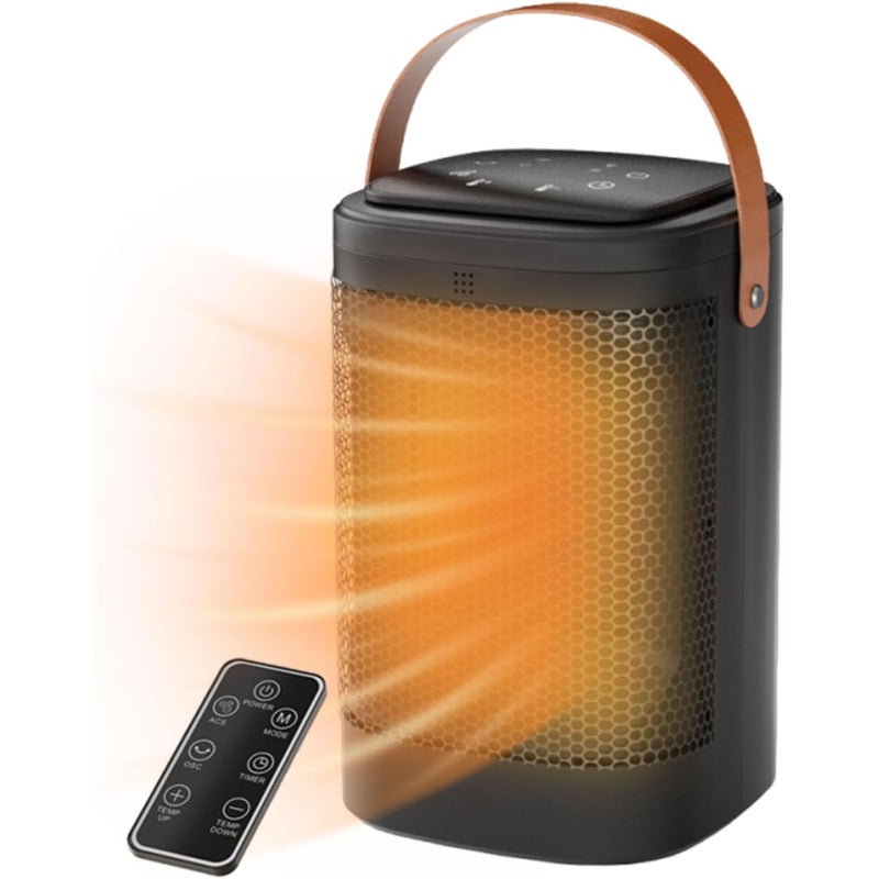 Ogrzewacz pomocniczy, 1500 W, ceramiczny PTC, z pilotem, timerem, zabezpieczeniem przed przegrzaniem, odpowiedni do użytku domowego.