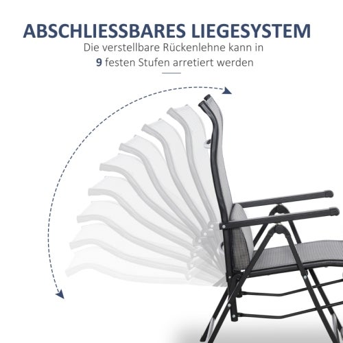 Chaise longue pliante, chaise longue de jardin avec coussin, fauteuil inclinable zéro gravité avec dossier réglable sur 9 positions,chaise de jardin - 5