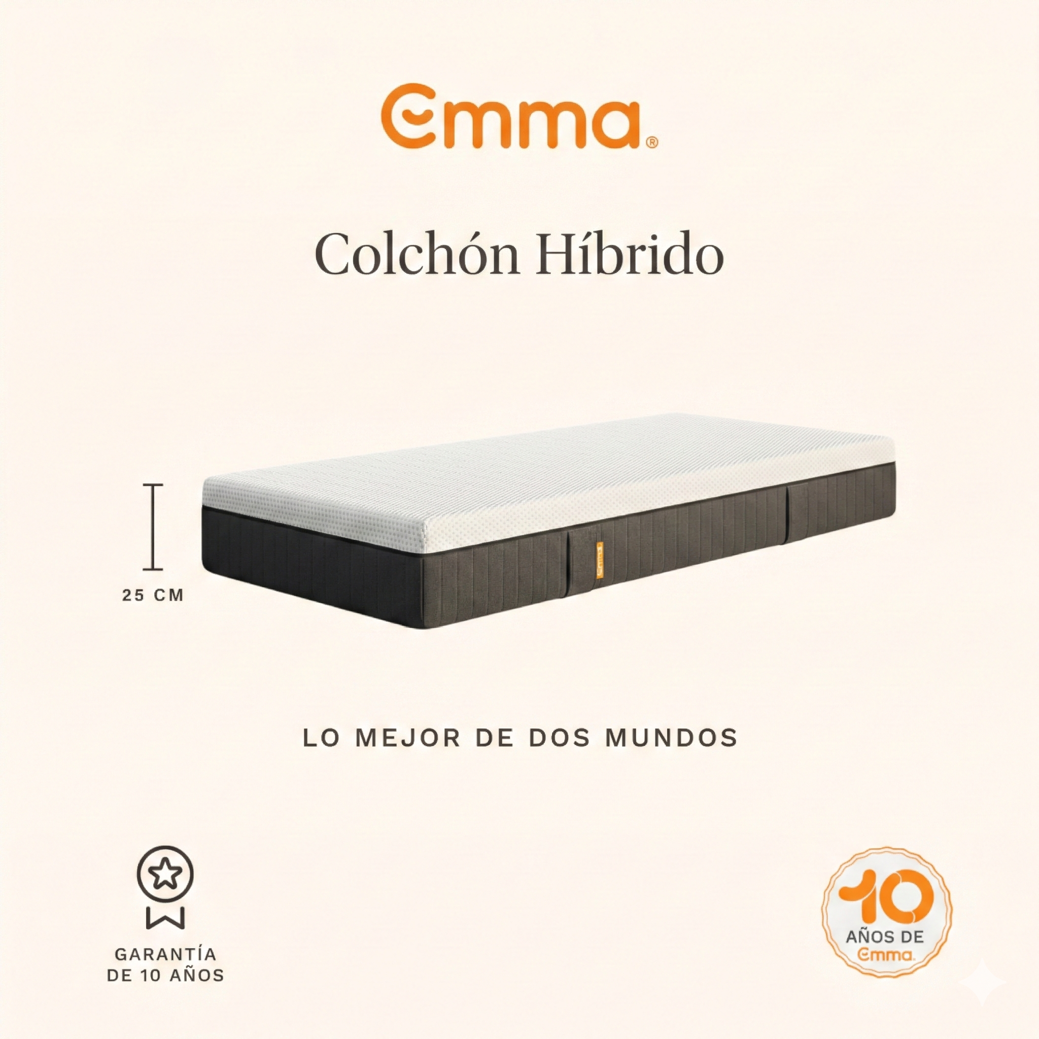 EMMA | Matelas Hybride 160x200 | Mémoire de Forme + Ressorts | MEILLEUR CHOIX Emma | Dos Apaisé | Soutien Et Respirabilité | 25 cm - 2