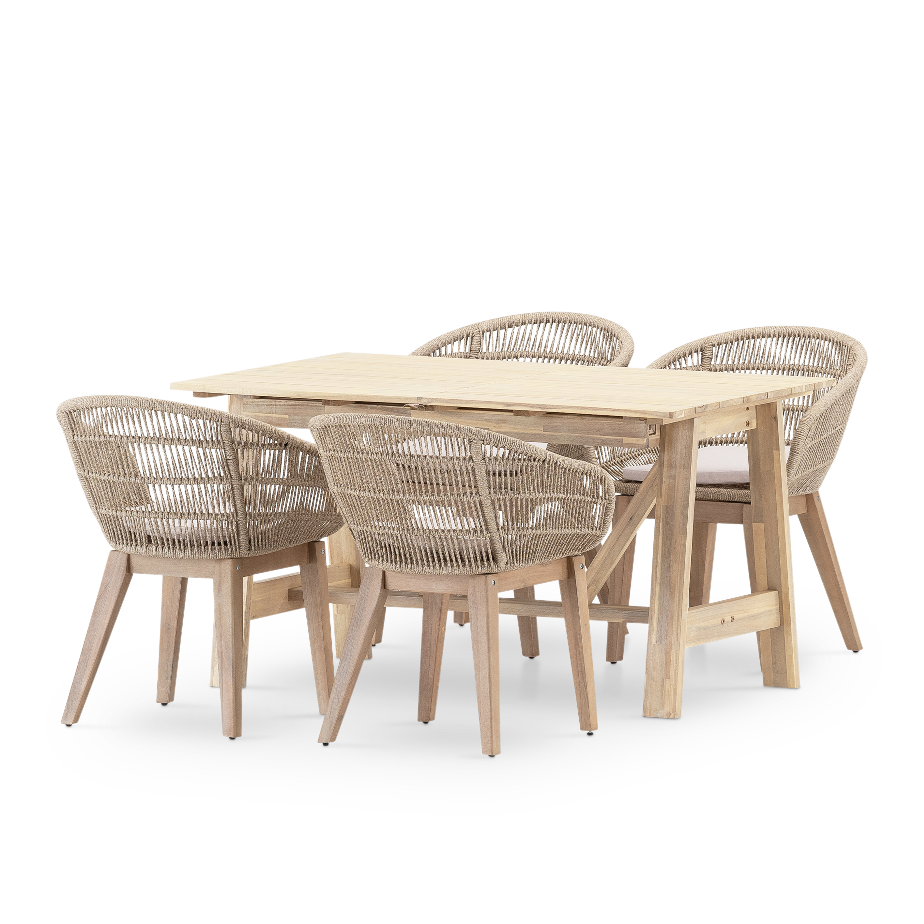 Set comedor jardin 4 plazas mesa extensible madera 140/200x86 - Lamas & Provenza