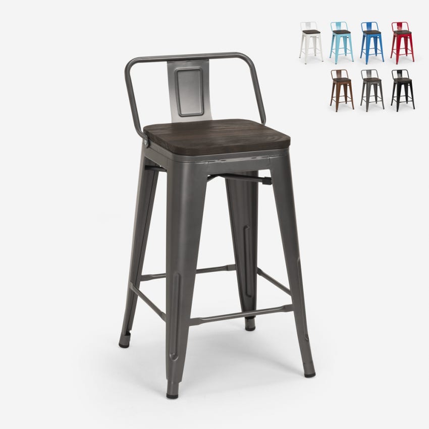 Tabouret de bar - design industriel - bois et métal - 75 cm - inteus Tabouret de bar - design industriel - bois et métal - 75 cm - inteus