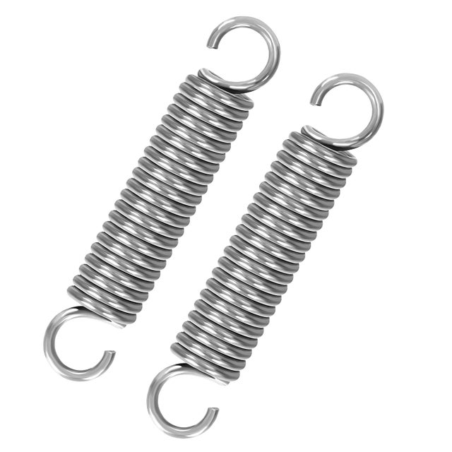 Sprężyna naciągowa 80 mm z hakami, sprężyny ze stali nierdzewnej, średnica drutu 2,5 mm, średnica zewnętrzna 16 mm, siła nacisku 19 kg, 2 sztuki
