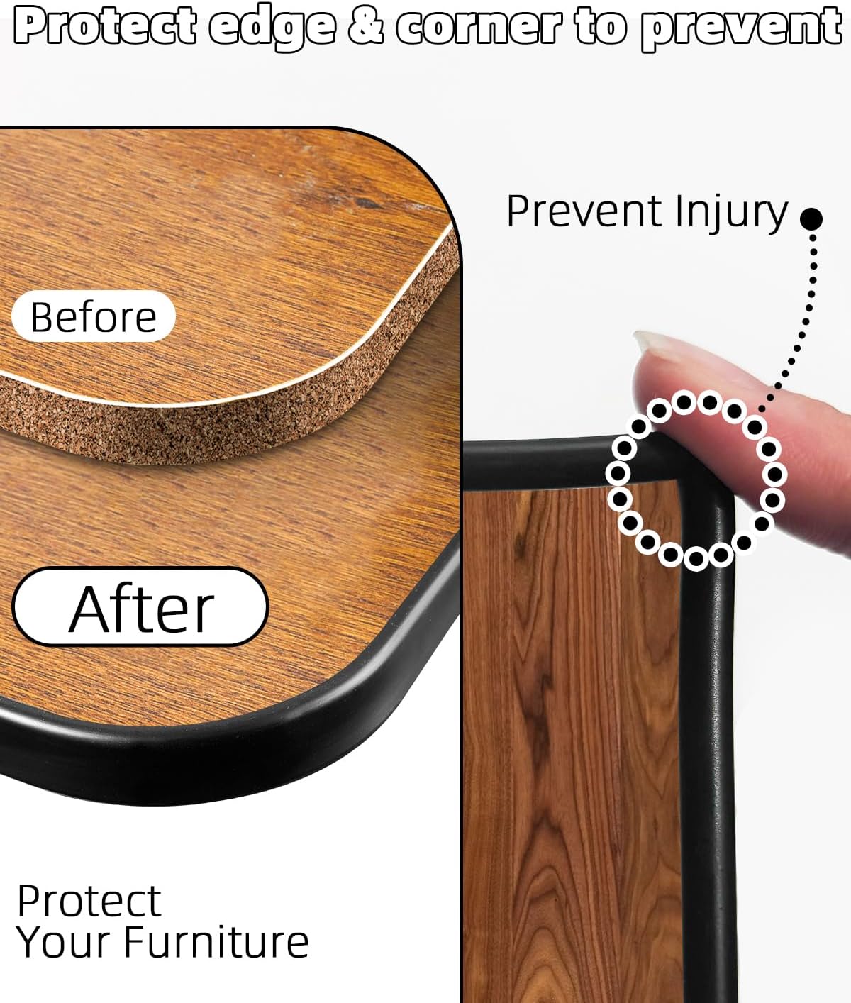 Bande de Chant en Forme de U 15 mm, Profil de Finition Plan de Travail Auto-Adhésif 5 m, Protection Coin de Table Bébé, Cornière PVC Souple - 3