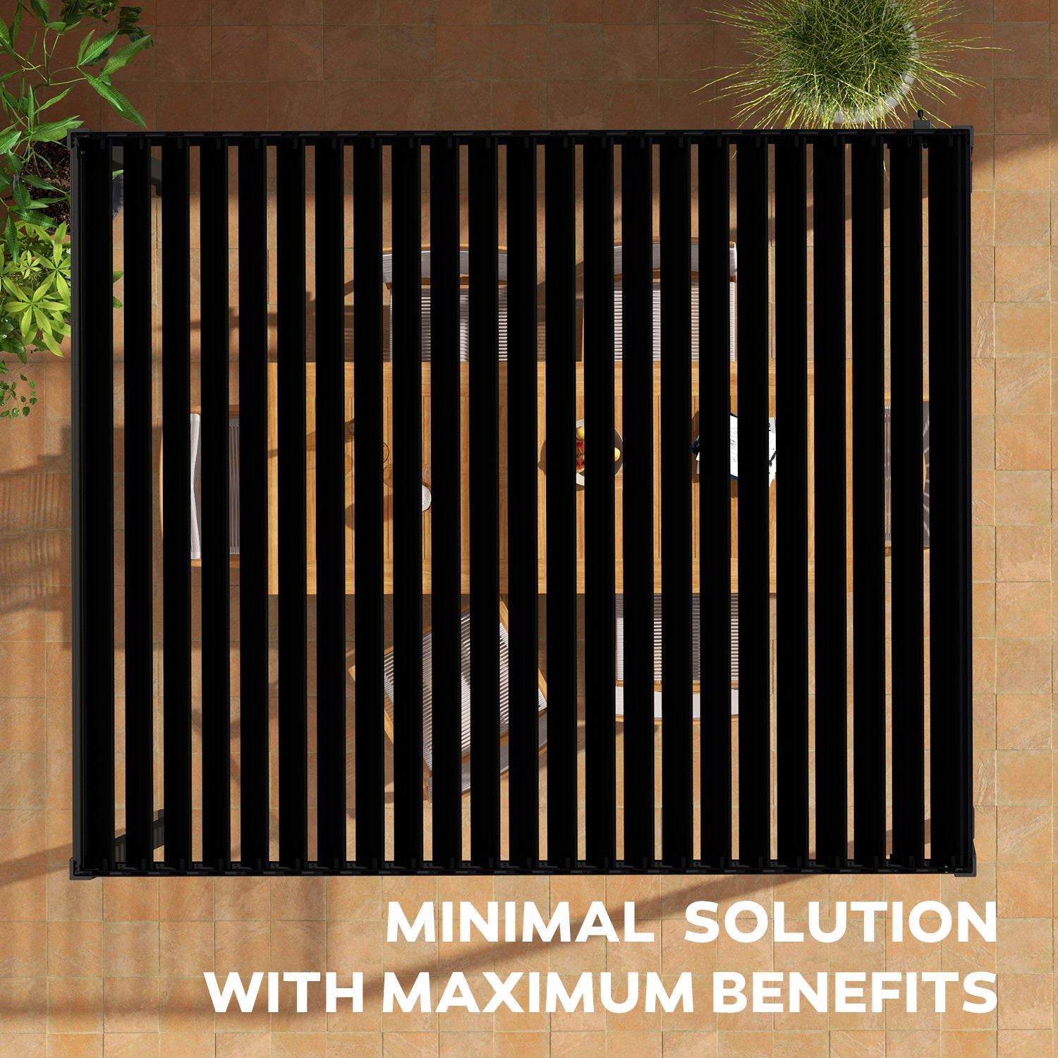 Pergola bioclimatique autoportée 3x5 m acier anthracite avec lames orientables – MIRADOR 80S - 6