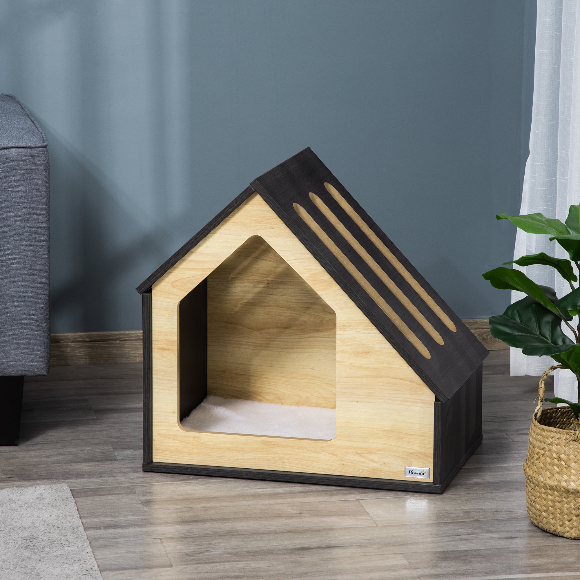 URBAN MEUBLE Niche Pour Chien En Bois Maison D Int rieur Avec Coussin urban-meuble-niche-pour-chien-en-bois-maison-d-int-rieur-avec-coussin