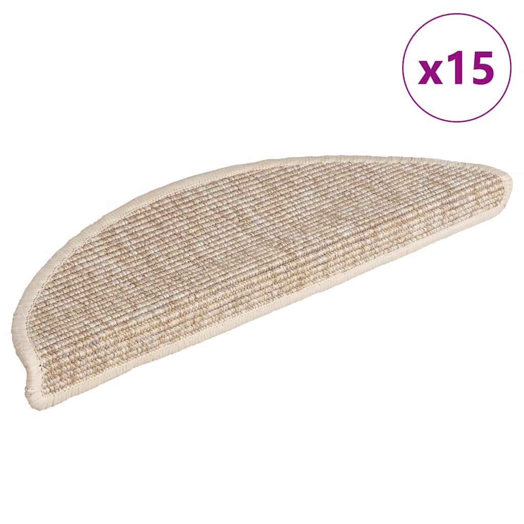 Tapis d'escalier 15 pcs beige 56x17x3 cm - Tapis D'escalier