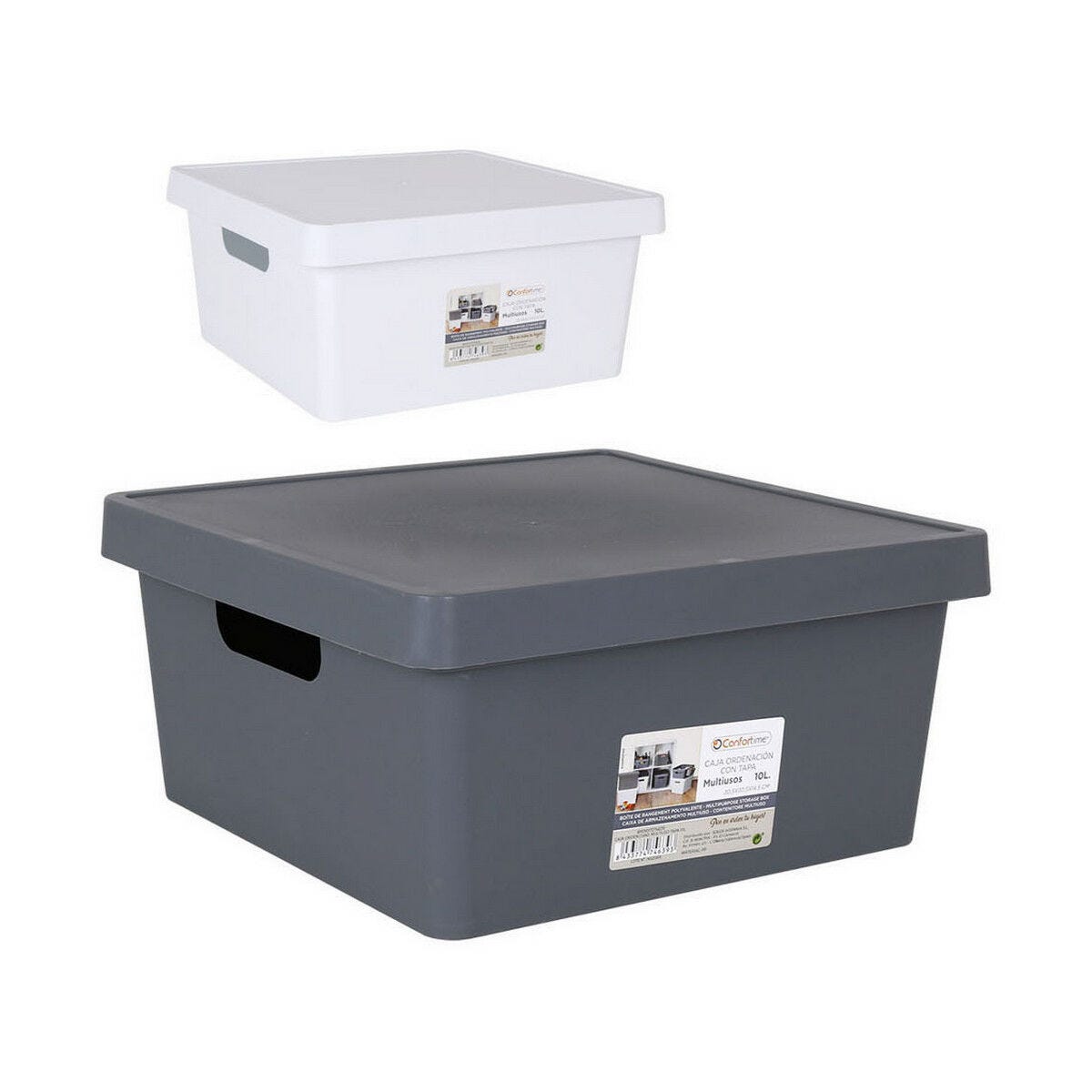 Boites Rangement Boîte de rangement avec couvercle Confortime Carré Avec couvercle 10 L ...