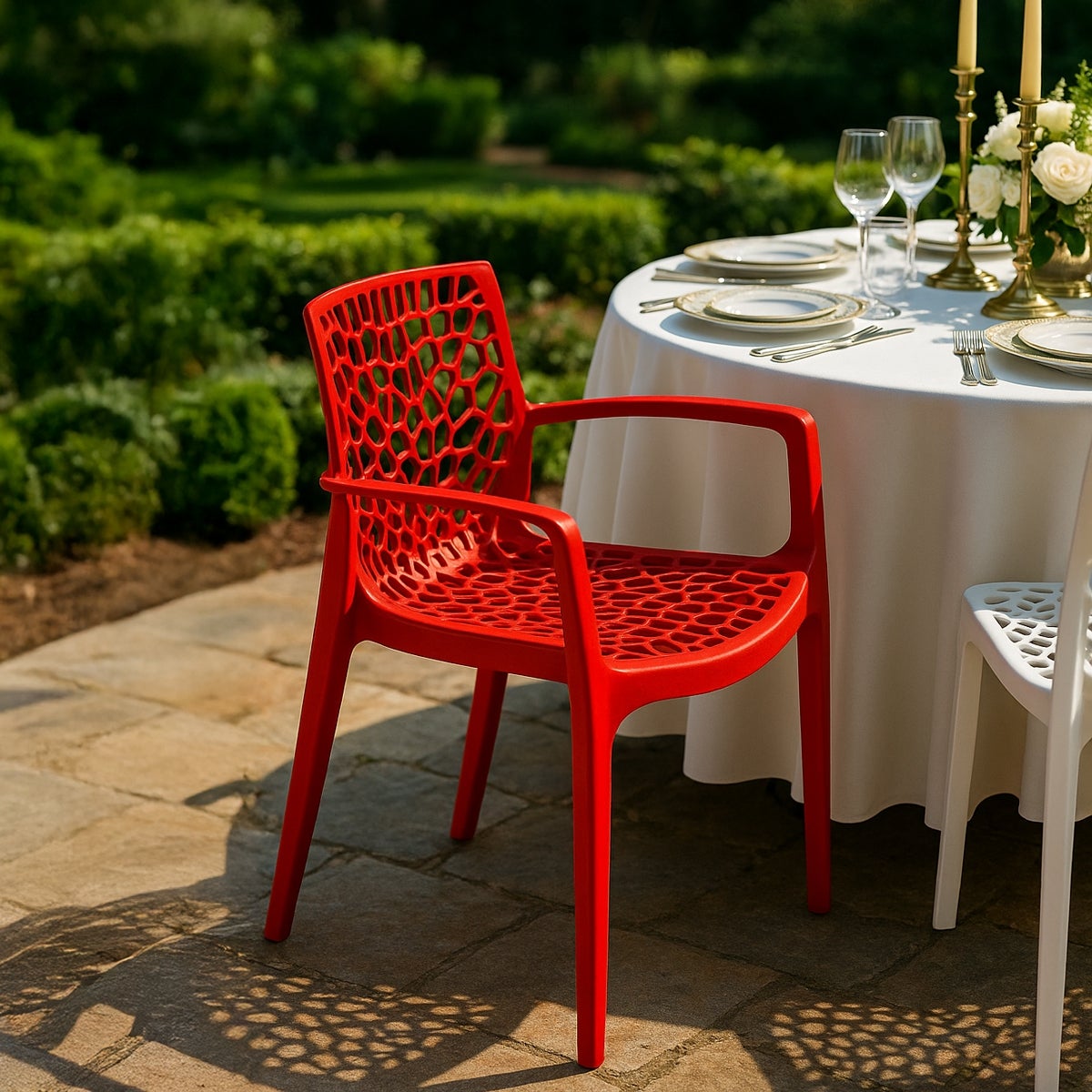 Sedie polipropilene braccioli giardino bar Grand Soleil Gruvyer Arm - Rosso - 2