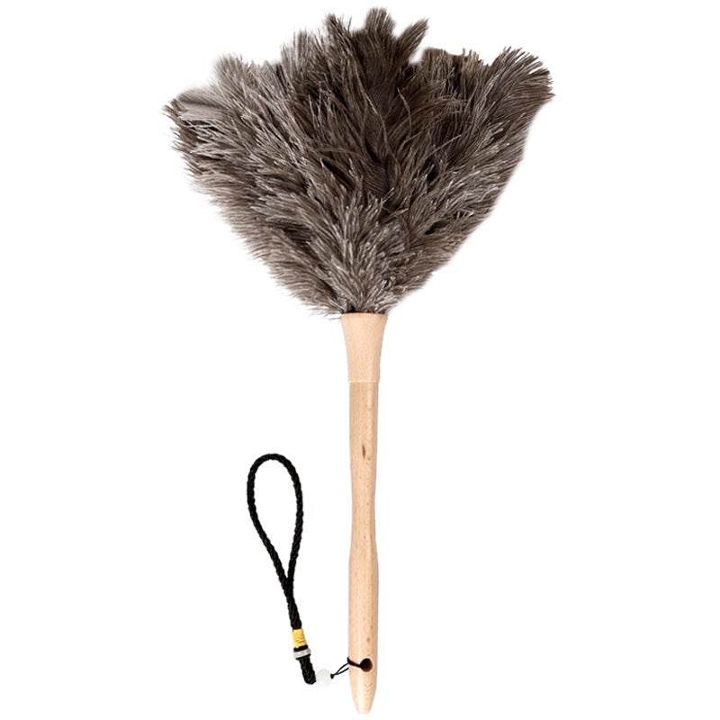 30 cm (zbieracz kurzu) - Oryginalna miotełka z piór strusich wykonana z drewna bukowego