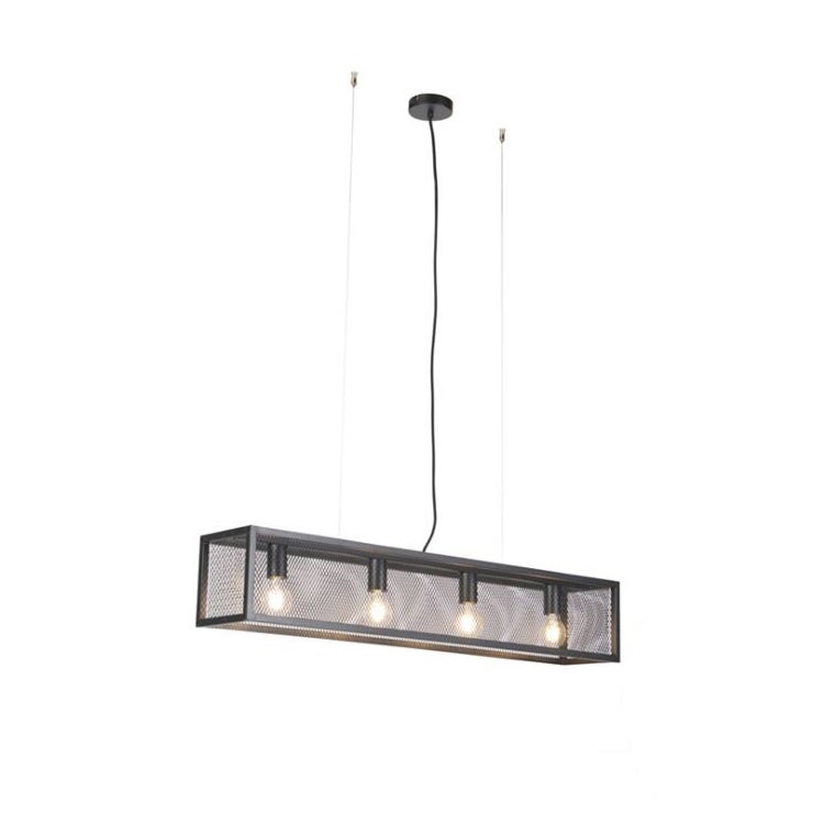 Inteligentna lampa wisząca w stylu industrialnym czarna w komplecie z 4 żarówkami WiFi A60 - Cage Wire