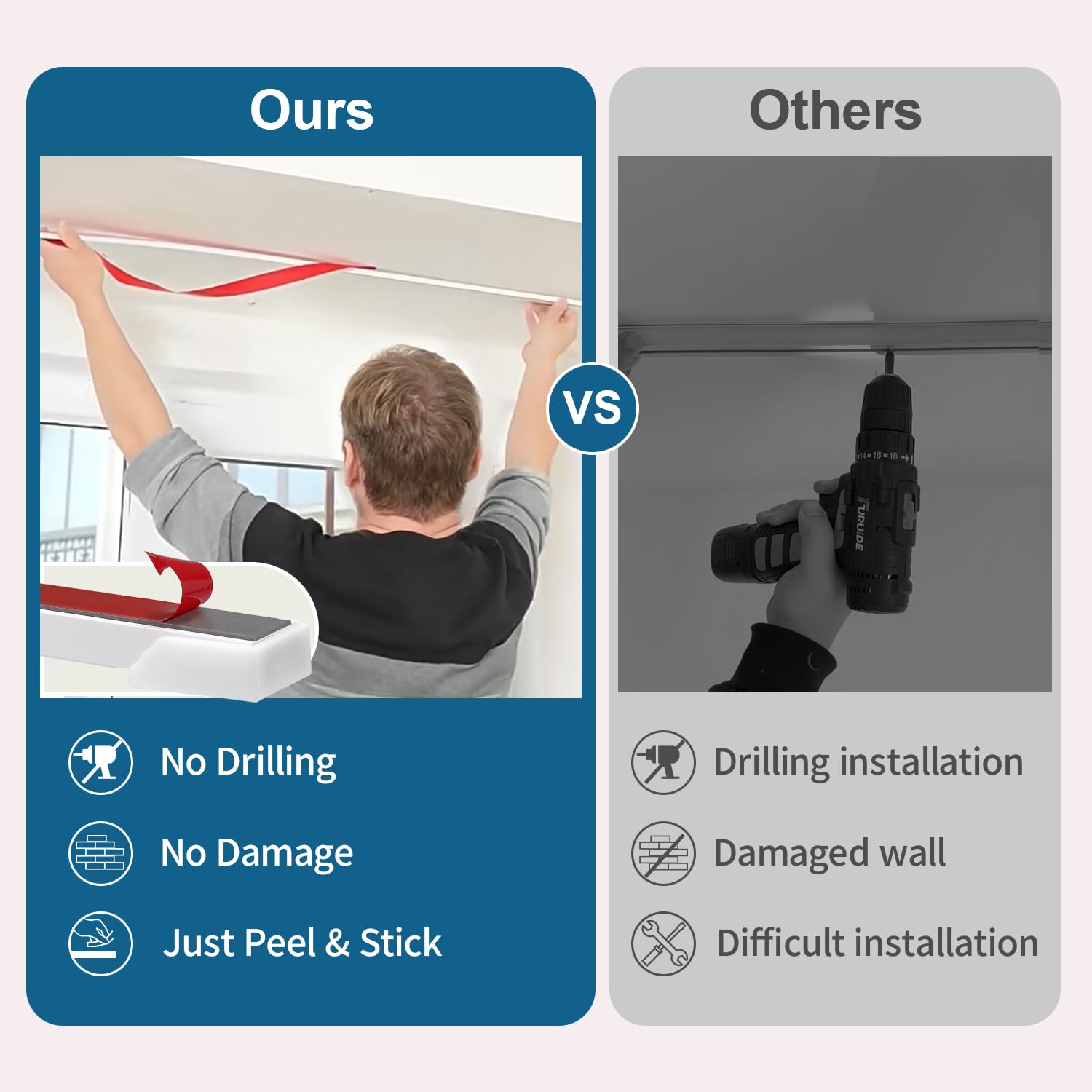 Riel de cortina sin taladro de 3,5 m, barra de cortina para montaje en techo con 35 ruedas, adecuado para baños y dormitorios. - 7