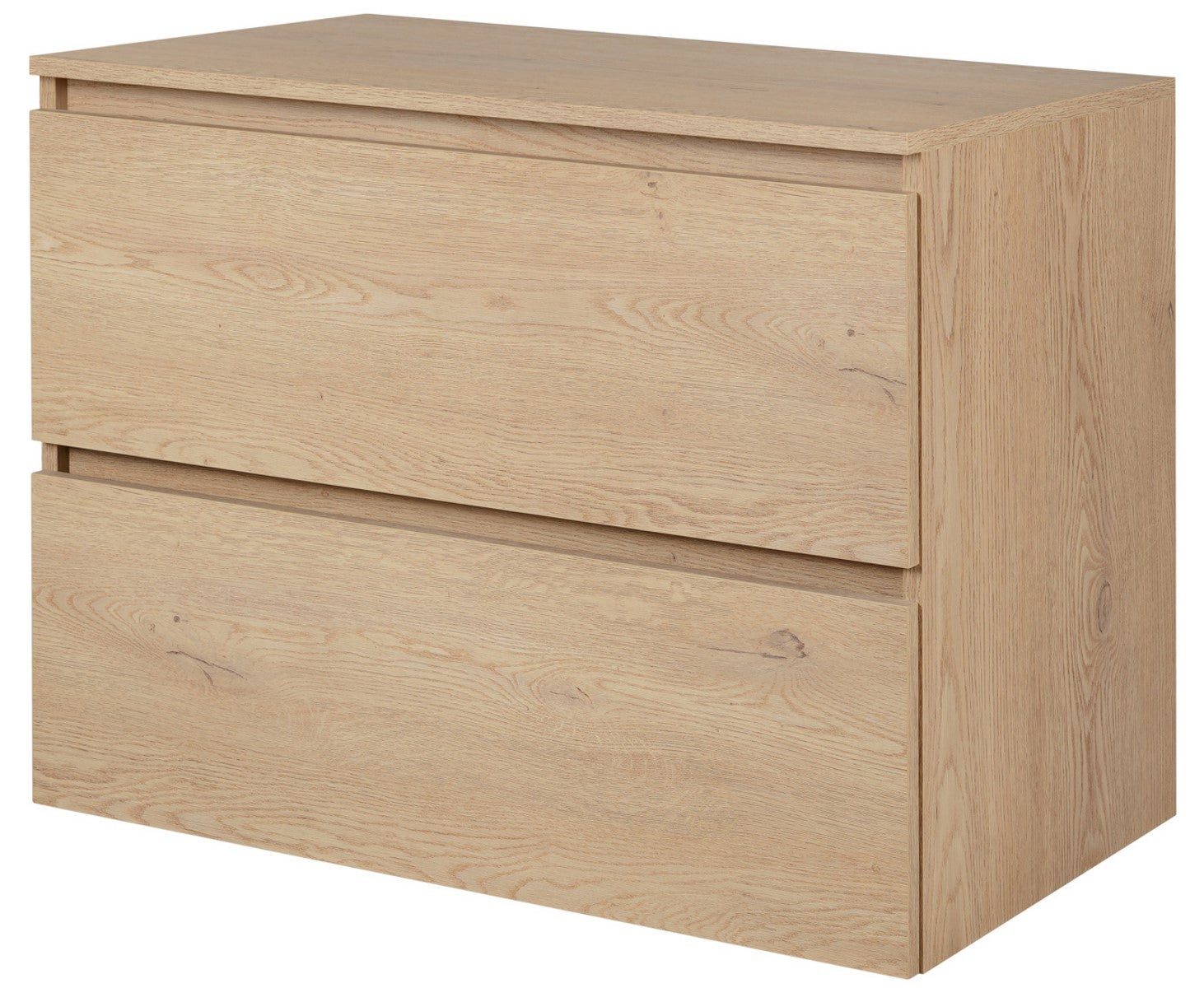 Szafka łazienkowa SIMPLE 80 cm dąb jasny z blatem 2 szuflady soft close