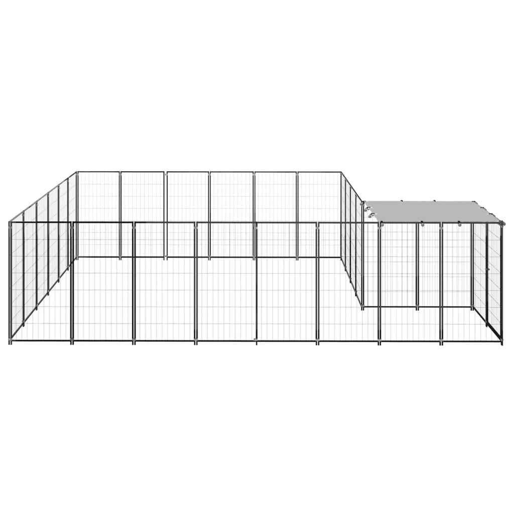 Cuccia da esterno gabbia recinto per animali box per cani 12,1 m² 110 cm acciaio nero 02_0000493 - 3